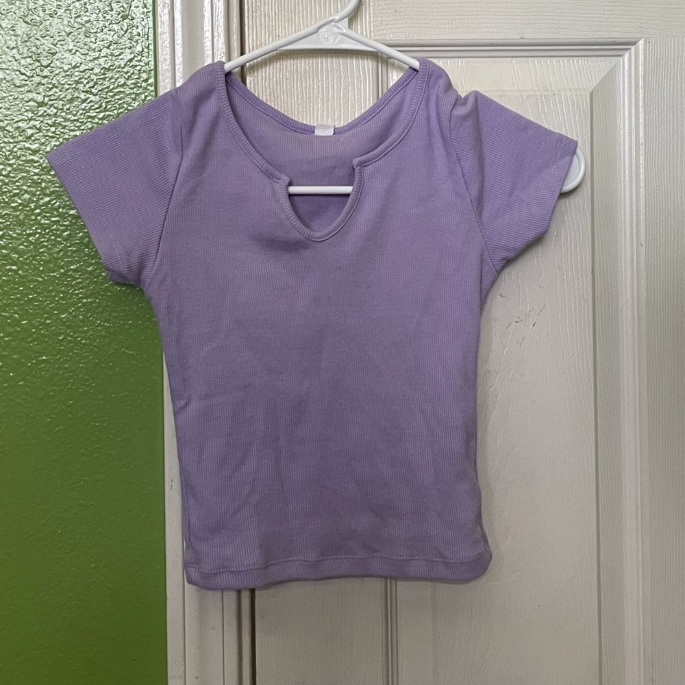 Notched Neck Cropped Short Sleeved Top